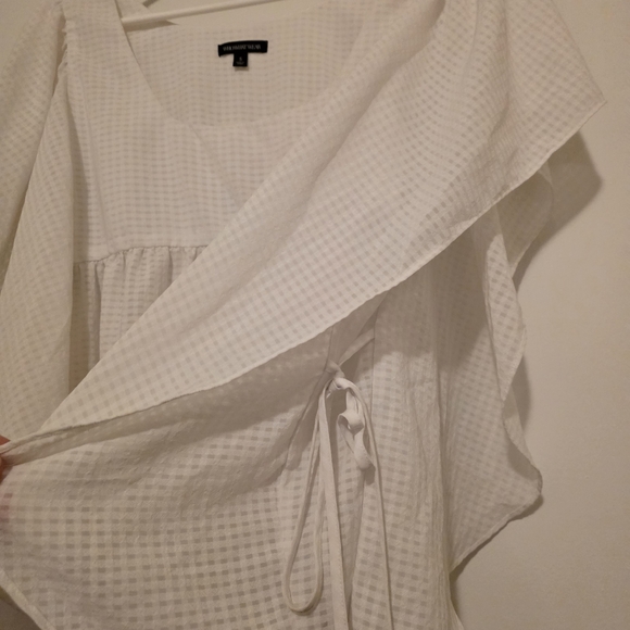 Who What Wear White Checkered Blouse - Picture 5 of 8